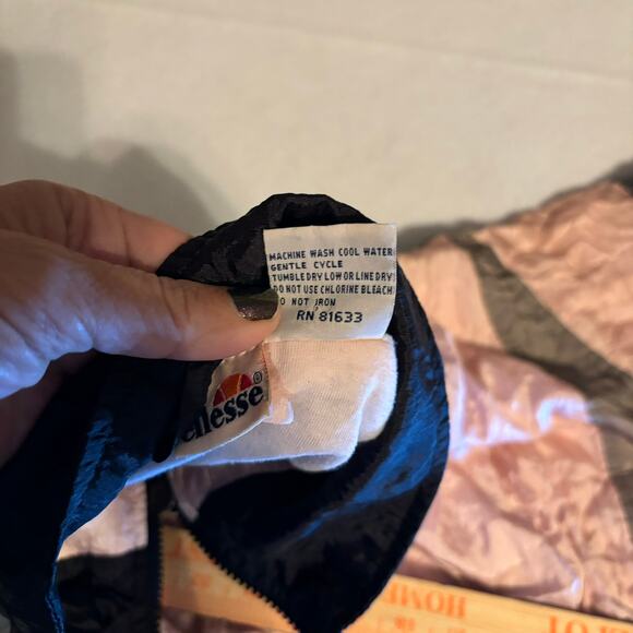 Ellesse Vintage Windbreaker Jacket Size 8 Pink Gray Black Blue - Picture 6 of 8